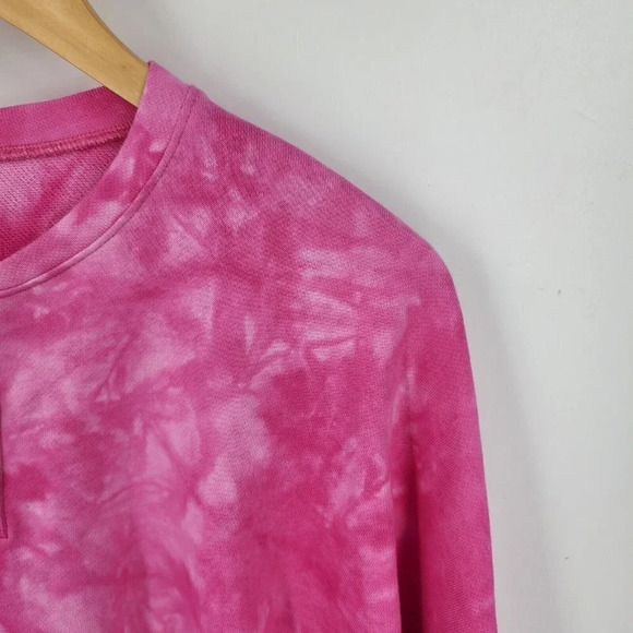 BP Nordstrom Women's‎ Henley Crop Tie Dye Sweatshirt Pink Size L NWT - Picture 6 of 11